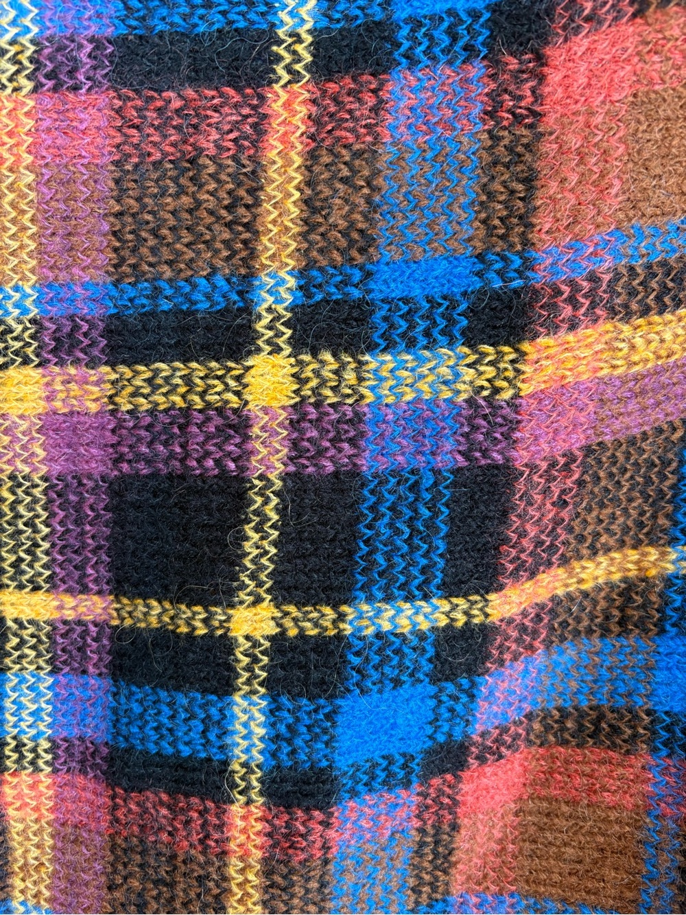 Made in Italy Mohair Blend Plaid Oversized Cape Poncho Boho Artsy - Picture 5 of 6